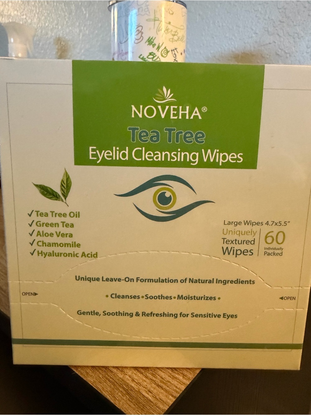 5 sealed boxes- Noveha Tea Tree Eyelid Cleansing Wipes — Green